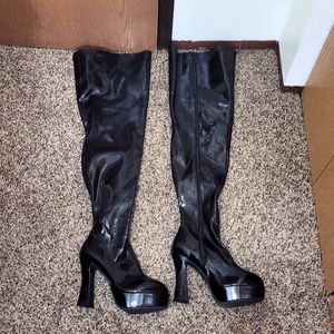 Black thigh high boots